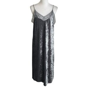 Mossimo Supply Co. Crushed Velvet Slip Dress Lace Trim Sz XXL Gray 90’s Y2K NEW